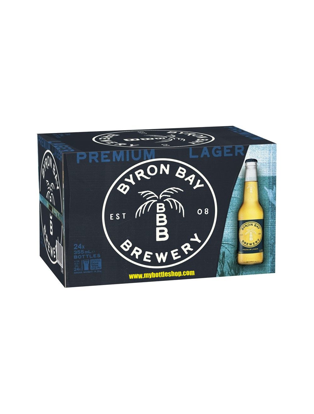 Byron Bay Premium Lager 355mL Stubbies (Case of 24)