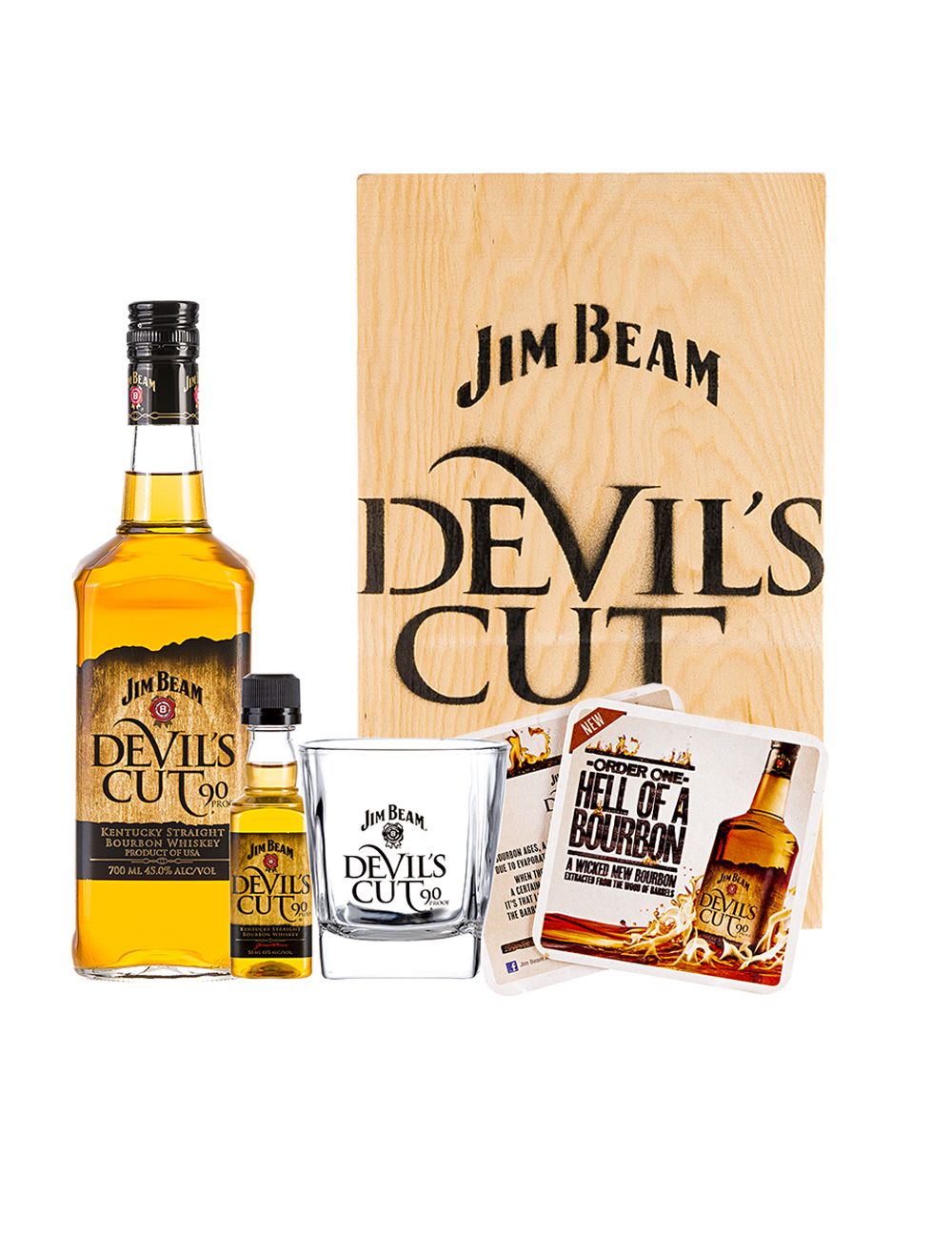 Jim Beam Devils Cut Wooden Gift Pack Box 700mL | MyBottleShop