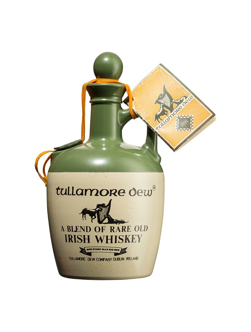 Tullamore Dew Blend of Rare Old Irish Whiskey Ceramic Jar 1970s 750mL